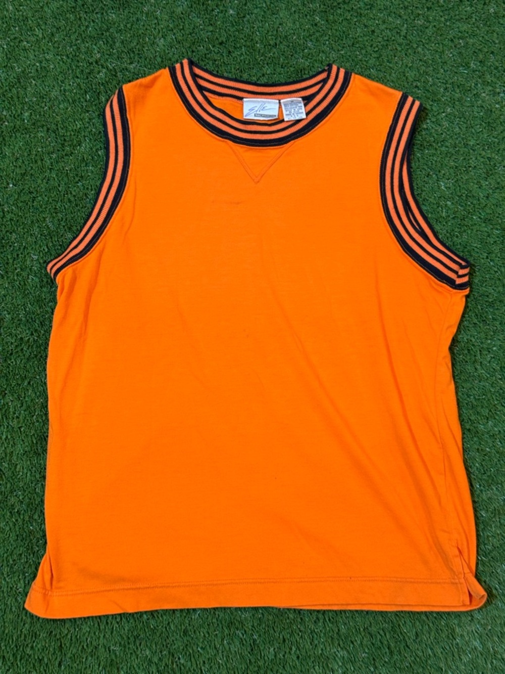 Elle Orange‎ Tank Top with Black Striped Trim